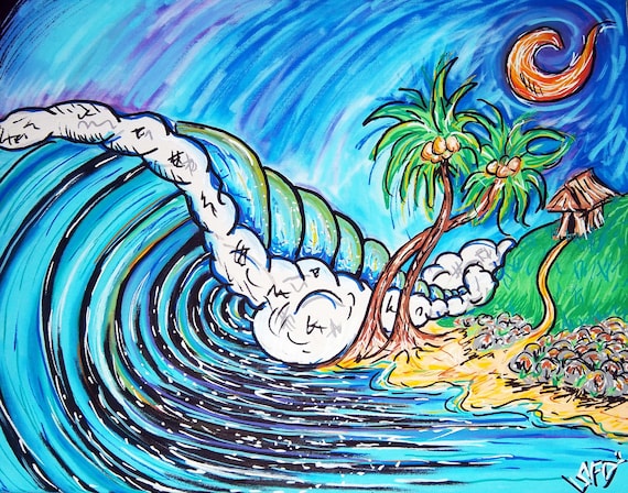 Surf Art canvas 16x20 print Giclee Palmetto State Surfing Style Painting
