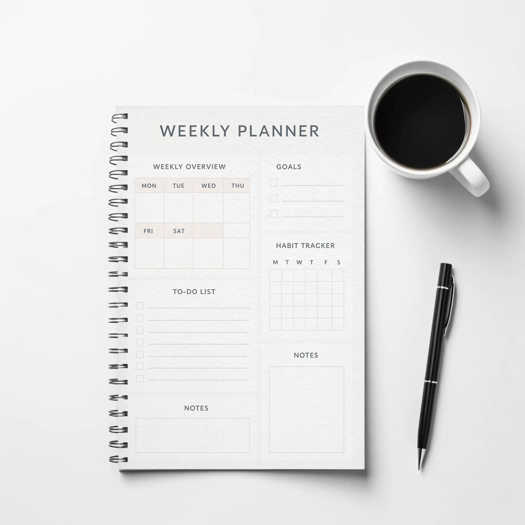 Minimalist Weekly Planner Printable: Clean Layout, Multiple Sizes (PDF ...