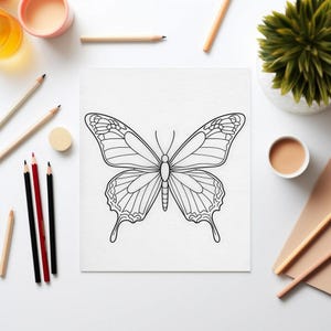 10 coloriages de papillons de haute qualité à imprimer avec dessin au trait de papillons pour adultes et enfants Feuille à colorier de la nature à téléchargement immédiat