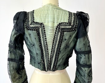 1880s Silk Beaded Corset Top