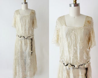 1920s Fine White Lace Flapper dress