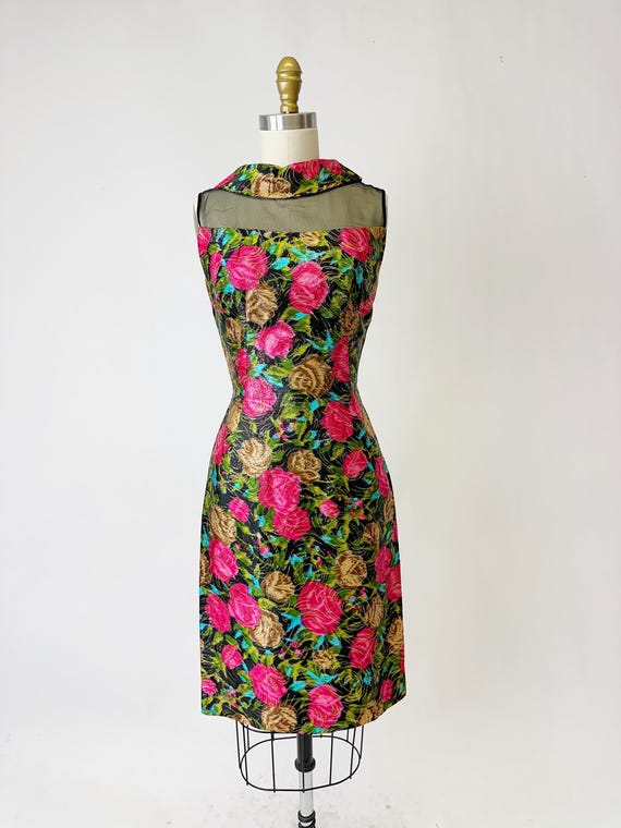 1950s Rose and Gold Lame Cocktail Dress - image 3