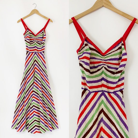 1930s Candy Stripe Day Dress