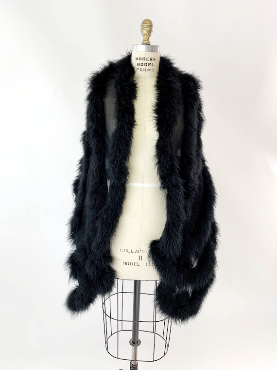1950s Marabou Feather Silk Chiffon Wrap
