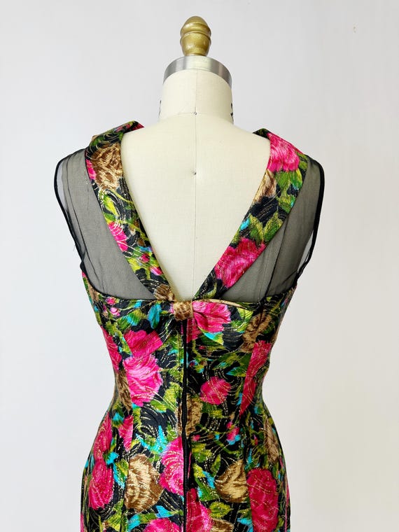 1950s Rose and Gold Lame Cocktail Dress - image 6