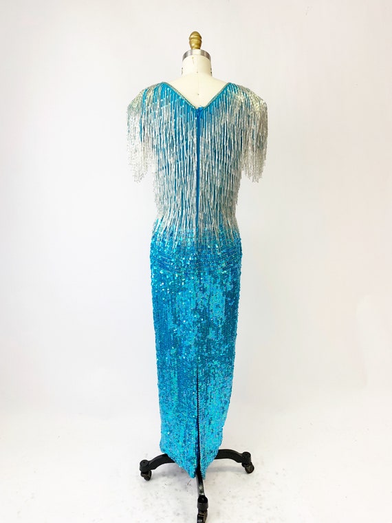 1980s Heavily Beaded Aqua Dream Dress by Landa - image 8