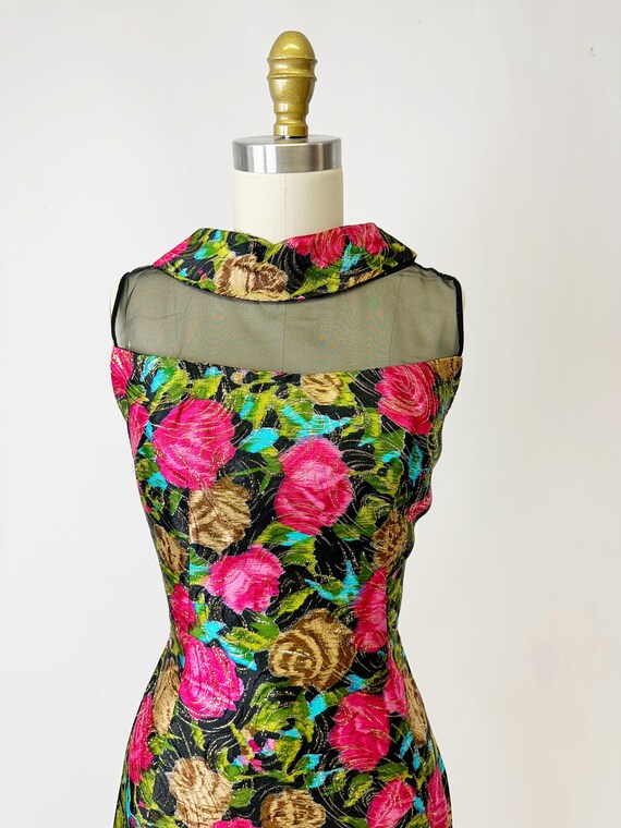 1950s Rose and Gold Lame Cocktail Dress - image 2