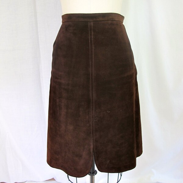 GUCCI Rich Brown Suede Leather Skirt