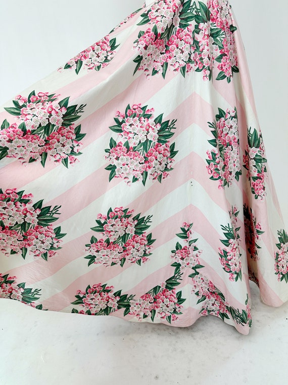 1940s Pink Stripe Cotton Floral Dress - image 7