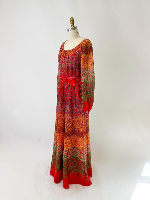 vintage 70s MISS ELLIETTE maxi dress | long sleeve ch - Gem