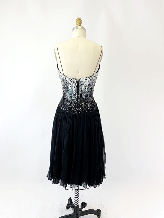 1950s Sequin Silk Chiffon Party Dress - image 5