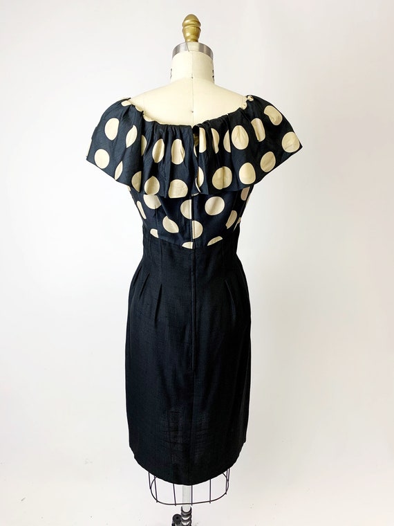 1950s Silk Polka Dot Cocktail Dress - image 3
