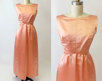 1950s Mollie Parnis Pink Duchess Silk Satin Gown