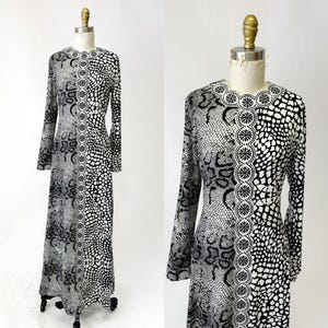 1970s Mr Dino Black and White Maxi Dress