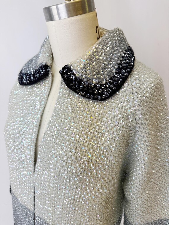 1960s Green Cardigan with Beading and Sequins