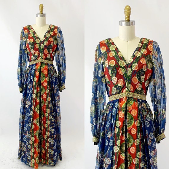 1970s Gold Lame Evening Dress