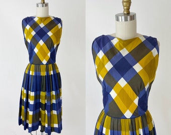 1950s Cotton Plaid Day Dress