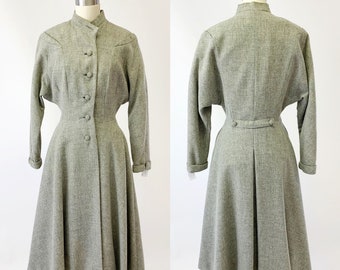 1950s Grey Wool Princess Coat