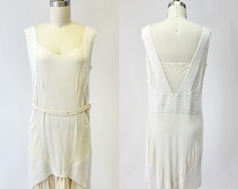 1920s White Hand Beaded Flapper Dress