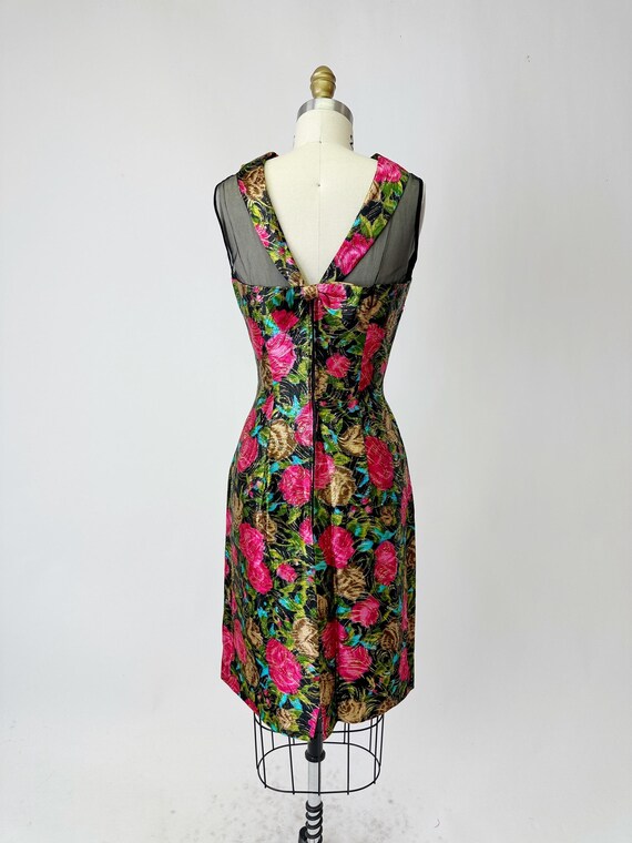 1950s Rose and Gold Lame Cocktail Dress - image 5