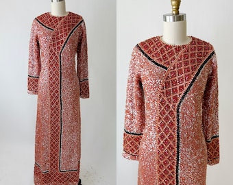 1960s Boutique Internationale (Gene Shelly) Hand Beaded Gown