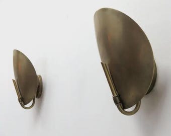 Pair of Brass Wall Sconces Mid Century Modern Adjustable Lights Handmade Brass Sconce Set