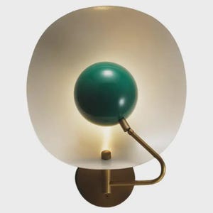 JENNY Large Wall Light or Sconce in Enamel & Brass – Modern Lighting with Mid Century Inspired Design for Stylish Interiors