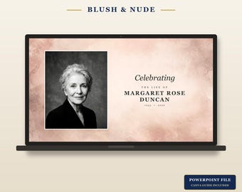 Funeral Slideshow Template Blush & Nude | Celebration of Life Memorial Video | 50 Slides | PowerPoint Canva | Instant Download