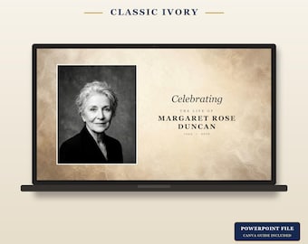 Classic Ivory Funeral Slideshow Template | Celebration of Life Memorial Video (PowerPoint, Canva)