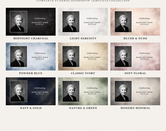 Funeral Slideshow Template Bundle | 9 Themes | Celebration of Life Memorial Video | PowerPoint Canva | Instant Download