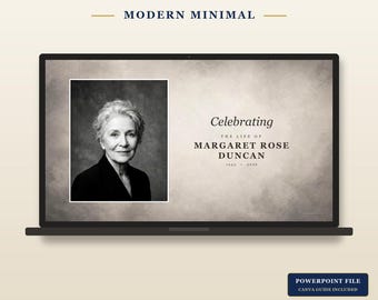 Modern Minimal Funeral Slideshow Template | Celebration of Life Memorial Video (PowerPoint, Canva)