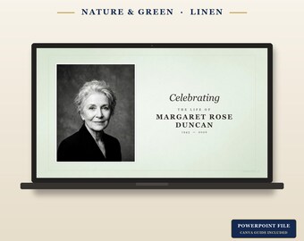 Funeral Slideshow Template Nature Linen | Memorial Celebration PowerPoint Canva (Instant Download)