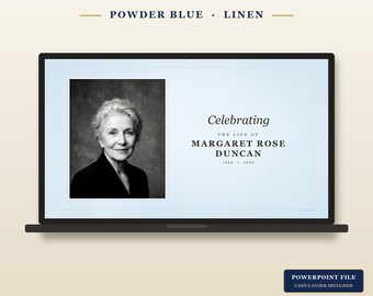 Funeral Slideshow Template | Powder Blue Linen Memorial Video (PowerPoint/Canva)