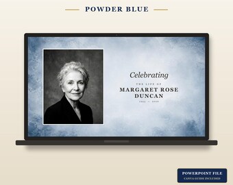 Funeral Slideshow Template | Powder Blue Memorial Video (PowerPoint, Canva)