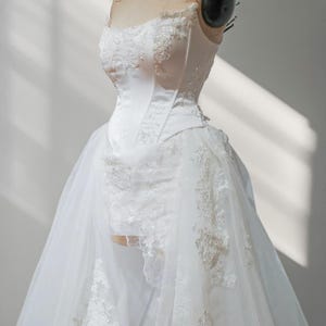 Fairytale Wedding Dress, Basque Waist Wedding Dress, Modern Renaissance Wedding Dress, Short Corset Wedding Dress, Reception Wedding Dress