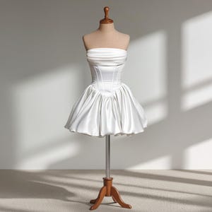 Mini Bubble Bridal Dress, Playful After Party Dress, Elopement Dress, Corset Mini Dress, Bridal Shower Dress
