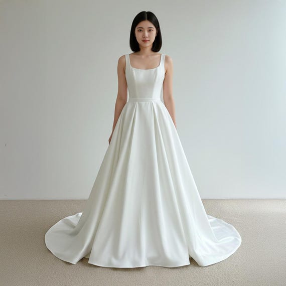 elegant classy satin wedding dresses Satin Wedding Dress with High Slit 29% Viscose Elegant Ball Gown Strapless Satin