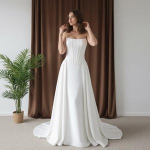 Convertible Bridal Set, Corset Top, Skirt and Detachable Overskirt, Modern 3 Way Wedding Dress, Minimalist Wedding, Bridal Gown & Separates