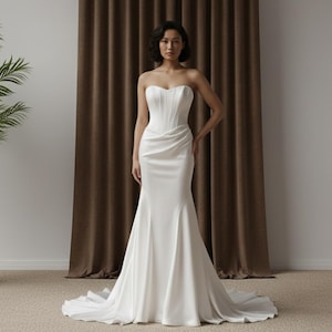 etsy mermaid wedding dress Strapless Mermaid Wedding Dress: Illusion Corset, Crystal Beaded Lace