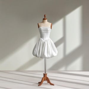 Mini Corset Wedding Dress, Basque Waist Wedding Dress, Wedding Reception Dress, Rehearsal Dinner Dress