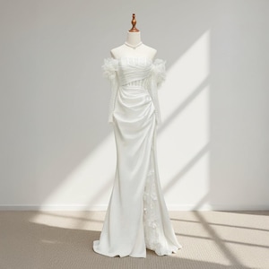 Corset Wedding Dress, Satin and Lace Wedding Dress, Classy Wedding Dress, Unique Wedding Dress, Wedding Gown