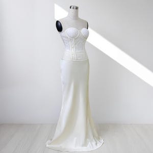 Courthouse Wedding Dress, Lace Corset Wedding Dress, Two Piece Wedding Dress, Bridal Corset and Satin Skirt, Bridal Separates