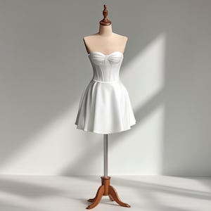 Short Wedding Dress for Elopement or Wedding Reception, Bridal Shower Dress, White Bachelorette Dress