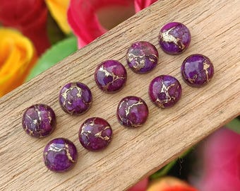 Purple Copper Turquoise Cabochons: Round Mohave Gemstones, 4mm-20mm