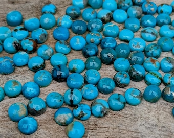 4mm Natural Arizona Turquoise Cabochons: Flat Back Gemstone for Jewelry Making