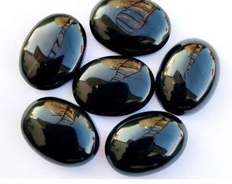 Cabochon en onyx noir - Pierre gemme ovale à dos plat, fabrication de bijoux