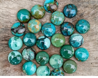 10mm Tibetan Turquoise Gemstone: Round Flat Back Cabochon For Jewelry Making