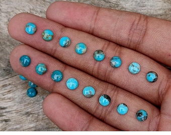 5mm Campitos Turquoise Cabochons: Round Gemstones for Jewelry Making