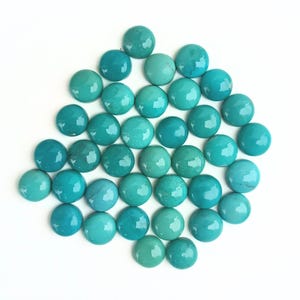 10mm Round Natural Turquoise Cabochons – Gemstones Flat Back, AAA Quality Calibrated Campitos Turquoise for Handmade Jewelry Making