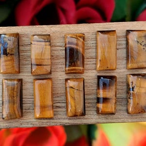 Natural Tiger Eye Cabochons: AAA+ Rectangle Shape Flat Back Gemstones For Jewelry Designer